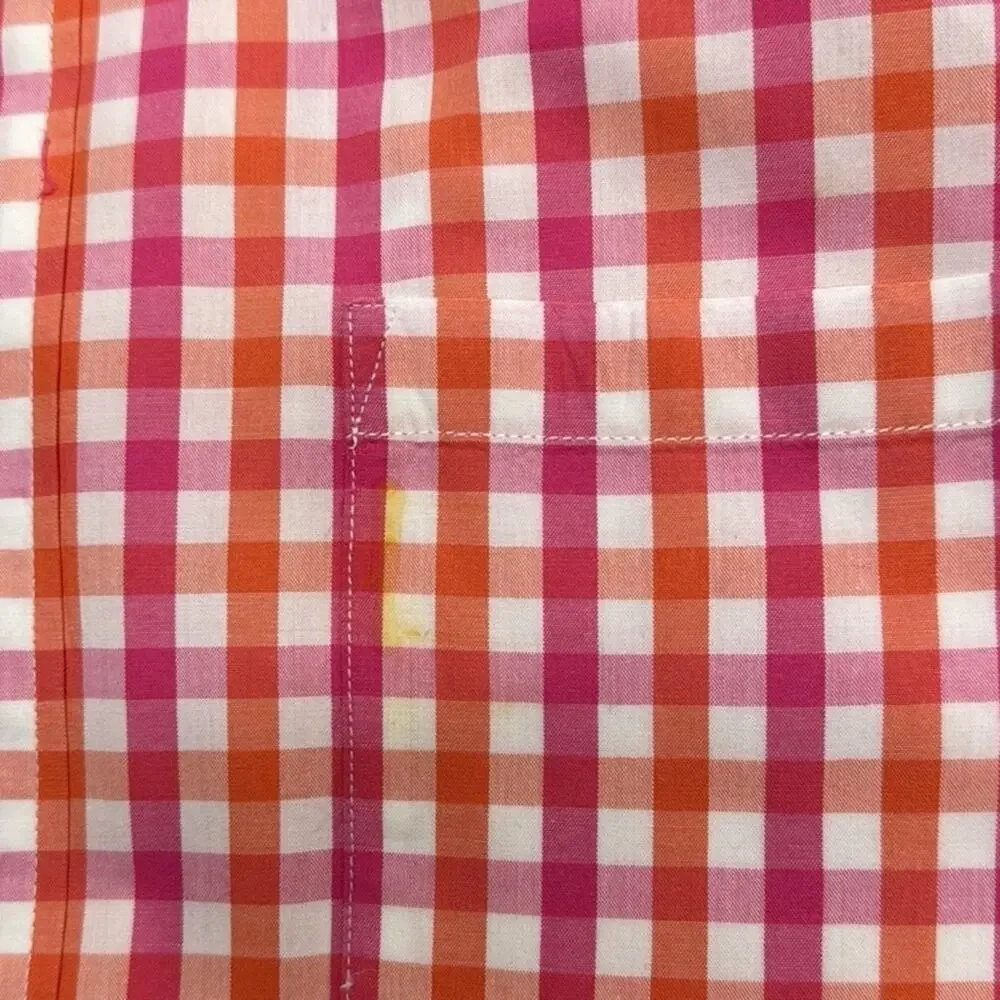 J. CREW Men’s Medium Pink Orange Checkered Dress Shirt